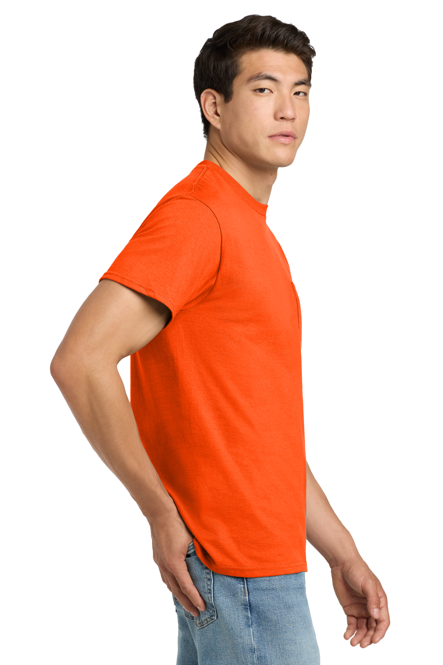 Ultra Cotton® 100% US Cotton T-Shirt with Pocket - Safety Orange
