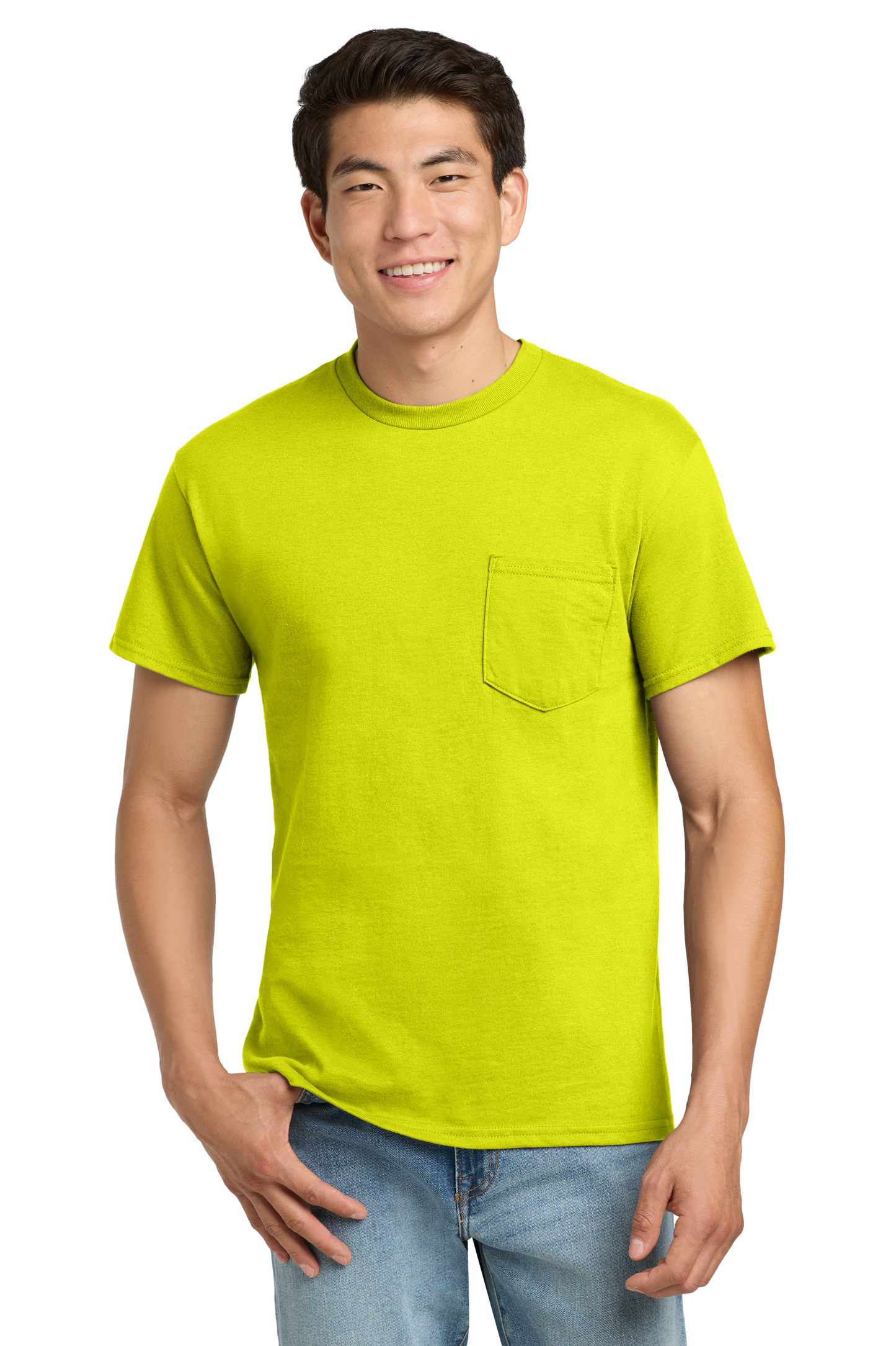 Ultra Cotton® 100% US Cotton T-Shirt with Pocket - Safety Green