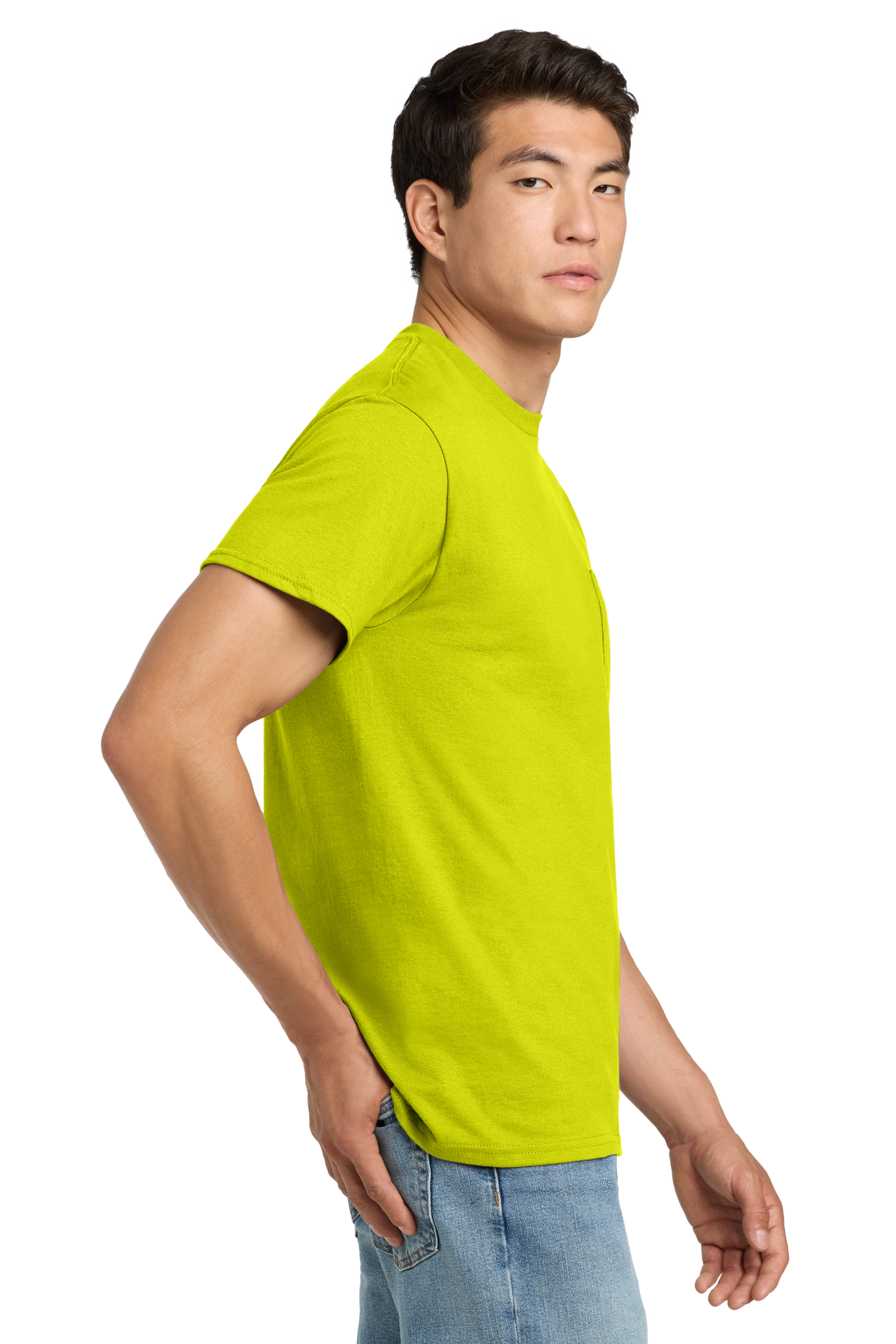 Ultra Cotton® 100% US Cotton T-Shirt with Pocket - Safety Green