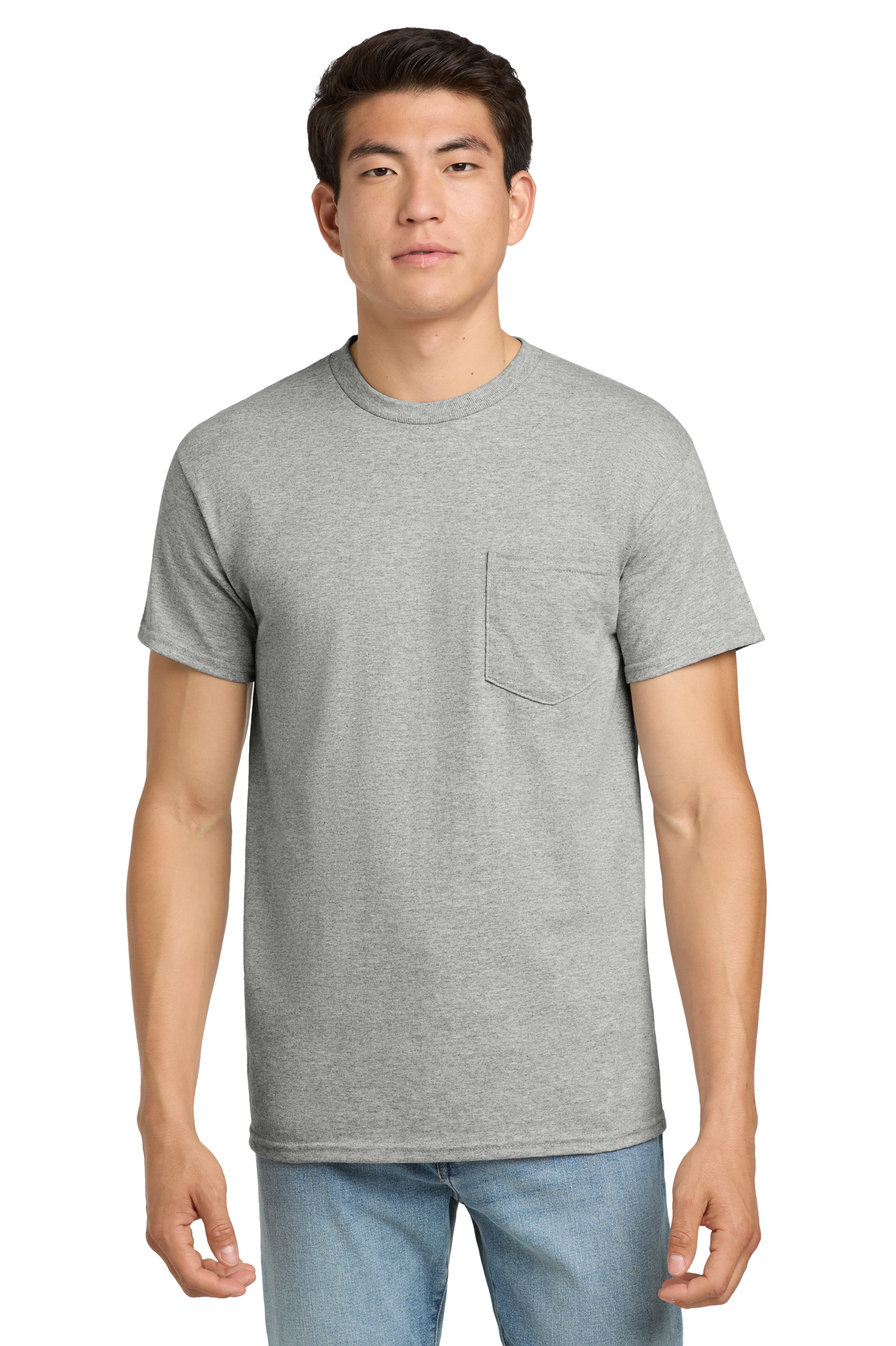 Ultra Cotton® 100% US Cotton T-Shirt with Pocket- Sport Grey