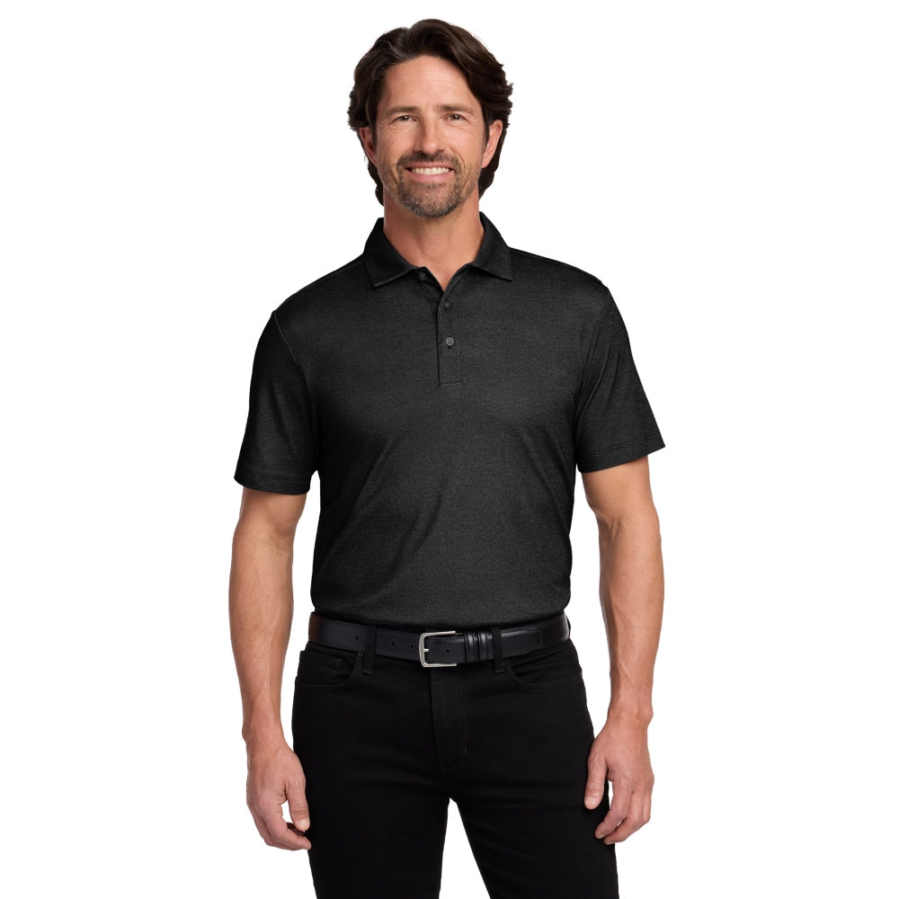 Port Authority® Fine Pique Blend Polo - Black Heather