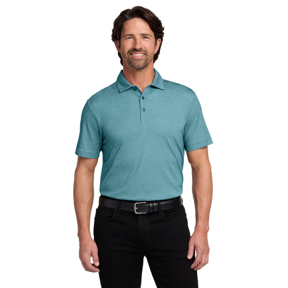 Port Authority® Fine Pique Blend Polo - Dark Teal Heather
