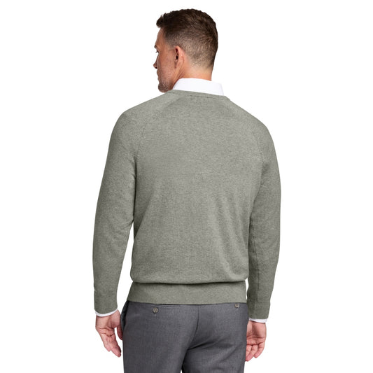 Brooks Brothers® Cotton Stretch V-Neck Sweater - Light Shadow Grey Heather