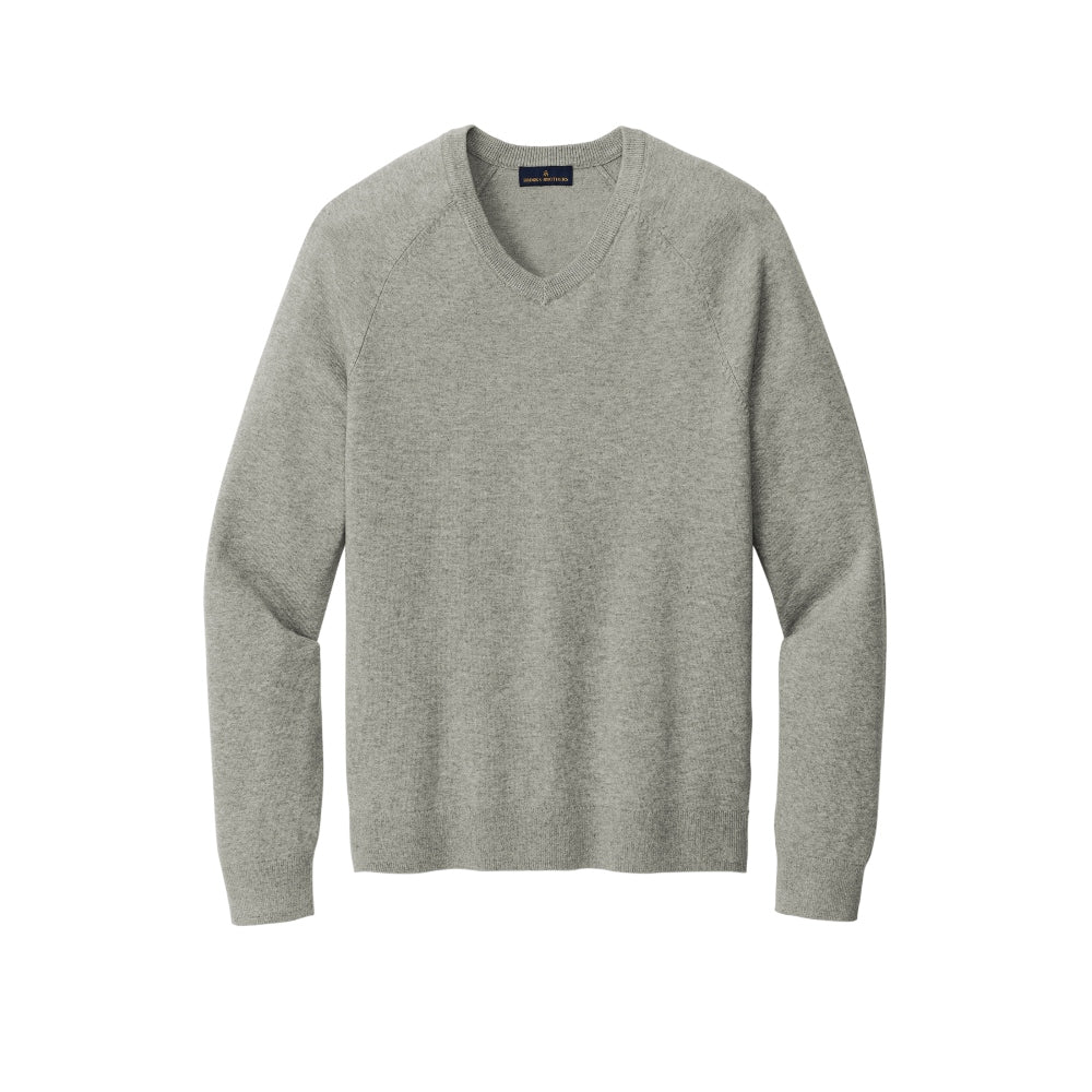 Brooks Brothers® Cotton Stretch V-Neck Sweater - Light Shadow Grey Heather