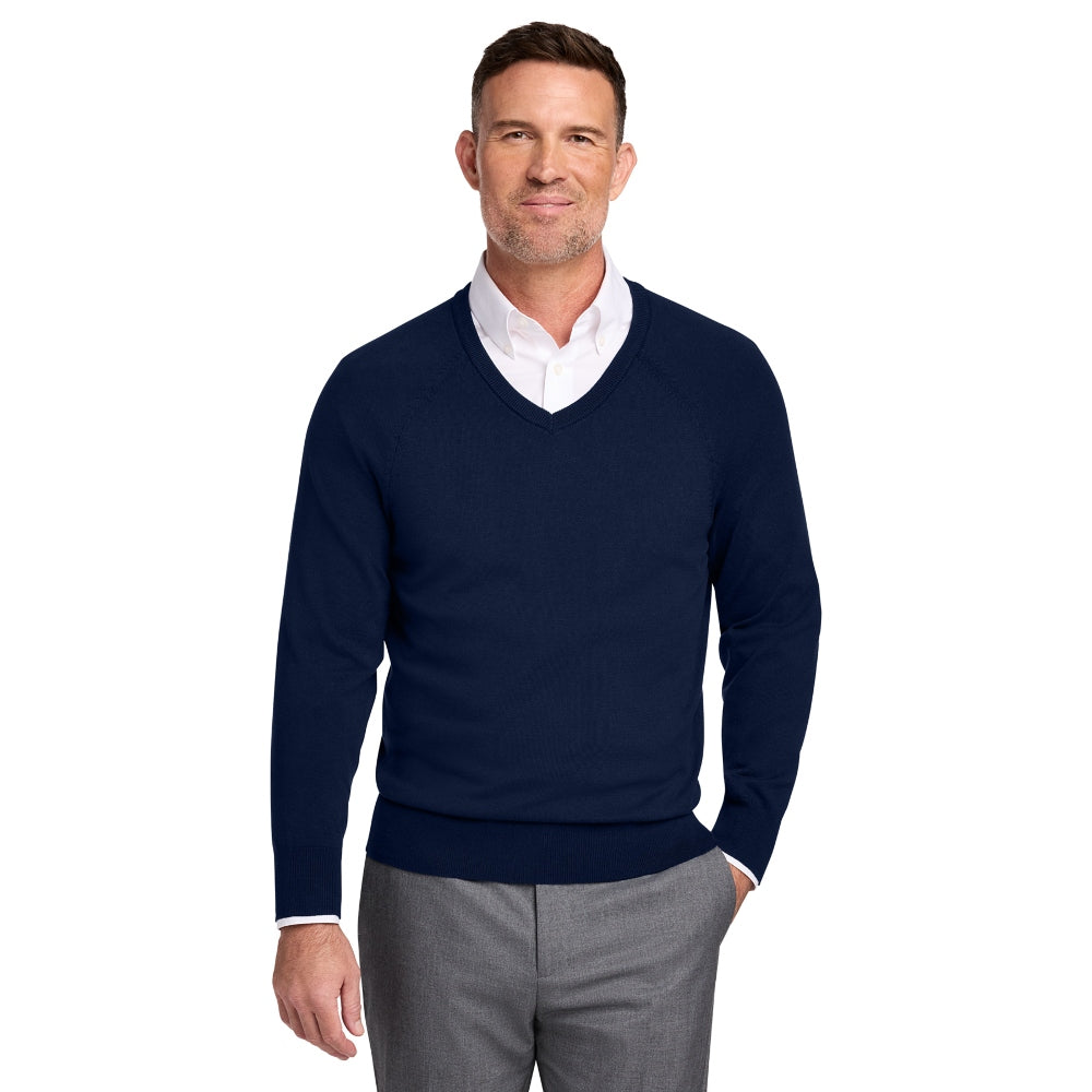 Brooks Brothers® Cotton Stretch V-Neck Sweater - Navy Blazer