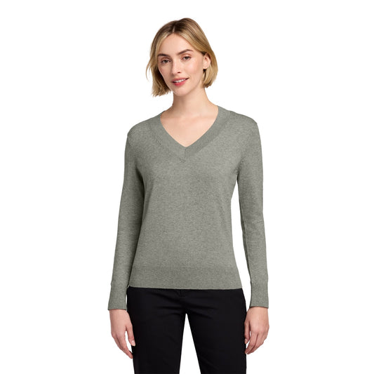 Brooks Brothers® Women’s Cotton Stretch V-Neck Sweater - Light Shadow Grey Heather