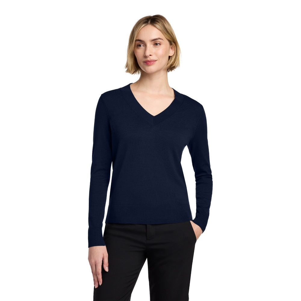 Brooks Brothers® Women’s Cotton Stretch V-Neck Sweater - Navy Blazer