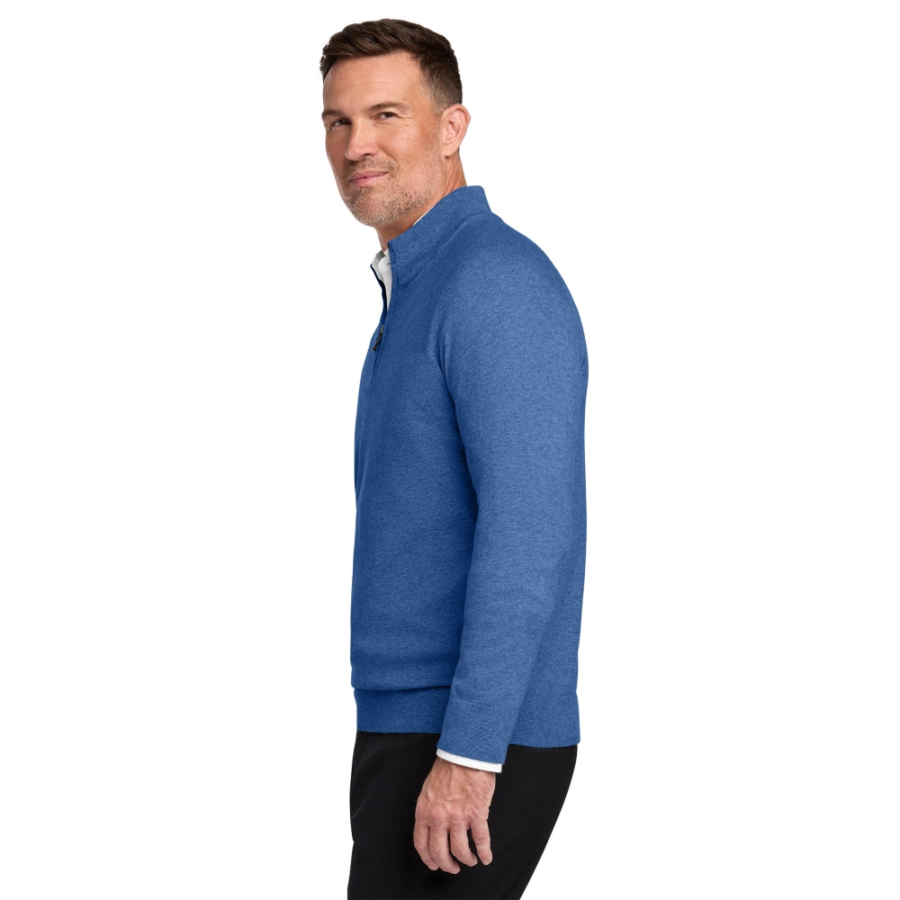 Brooks Brothers® Cotton Stretch 14-Zip Sweater - Charter Blue Heather