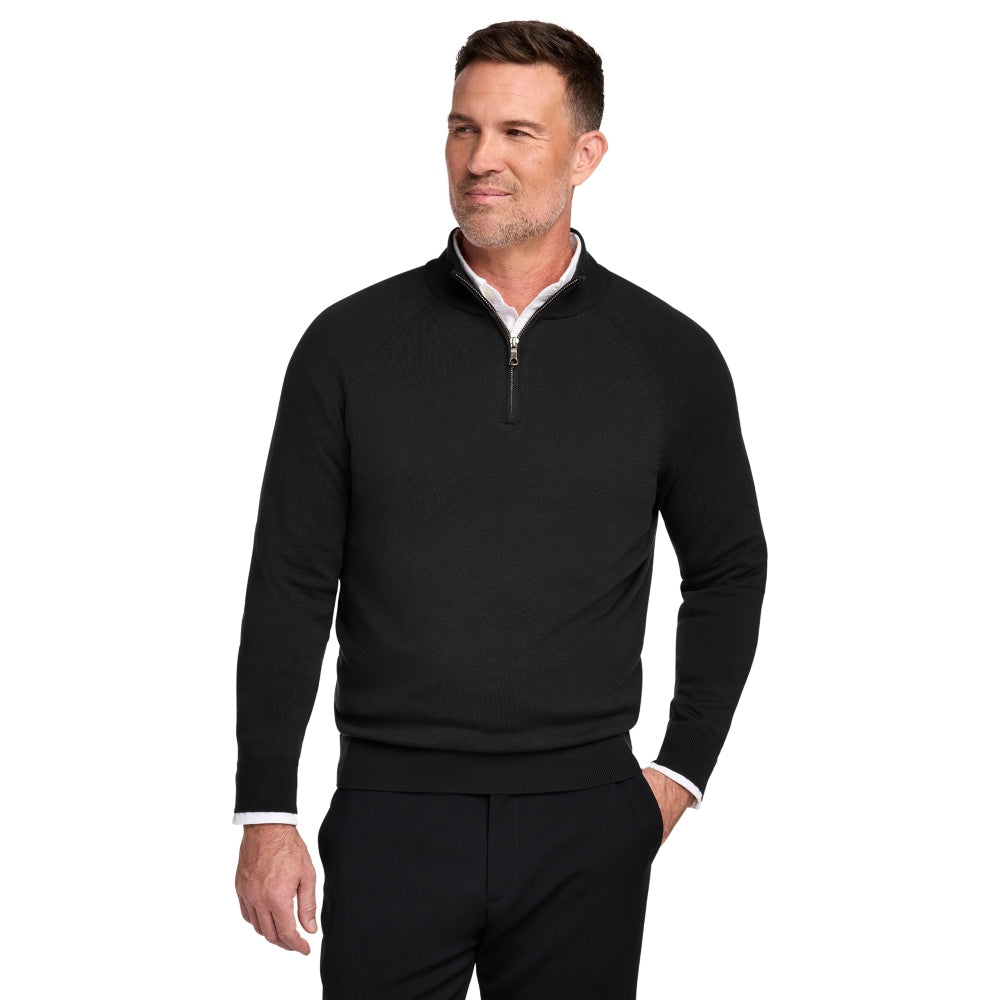 Brooks Brothers® Cotton Stretch 14-Zip Sweater - Deep Black