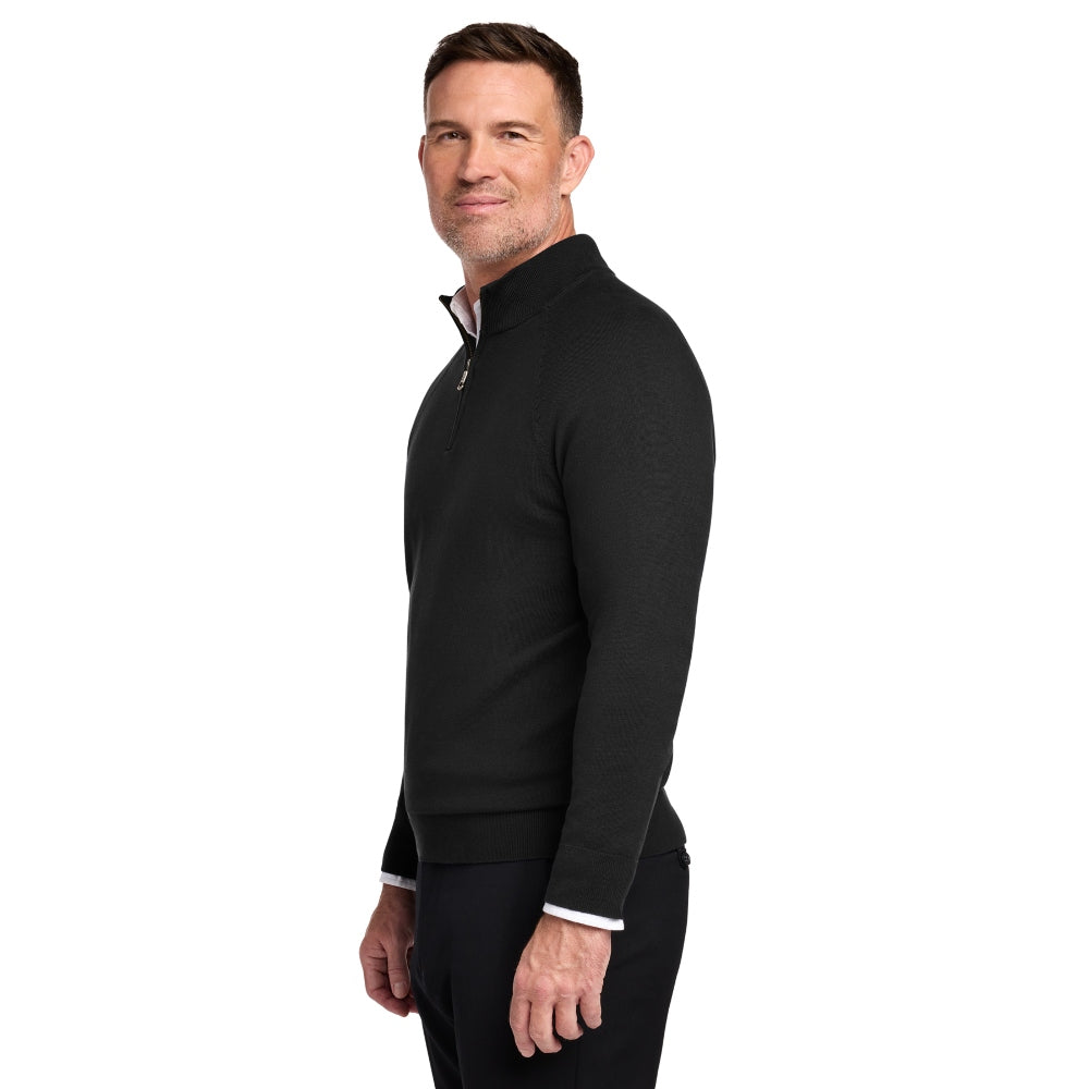 Brooks Brothers® Cotton Stretch 14-Zip Sweater - Deep Black
