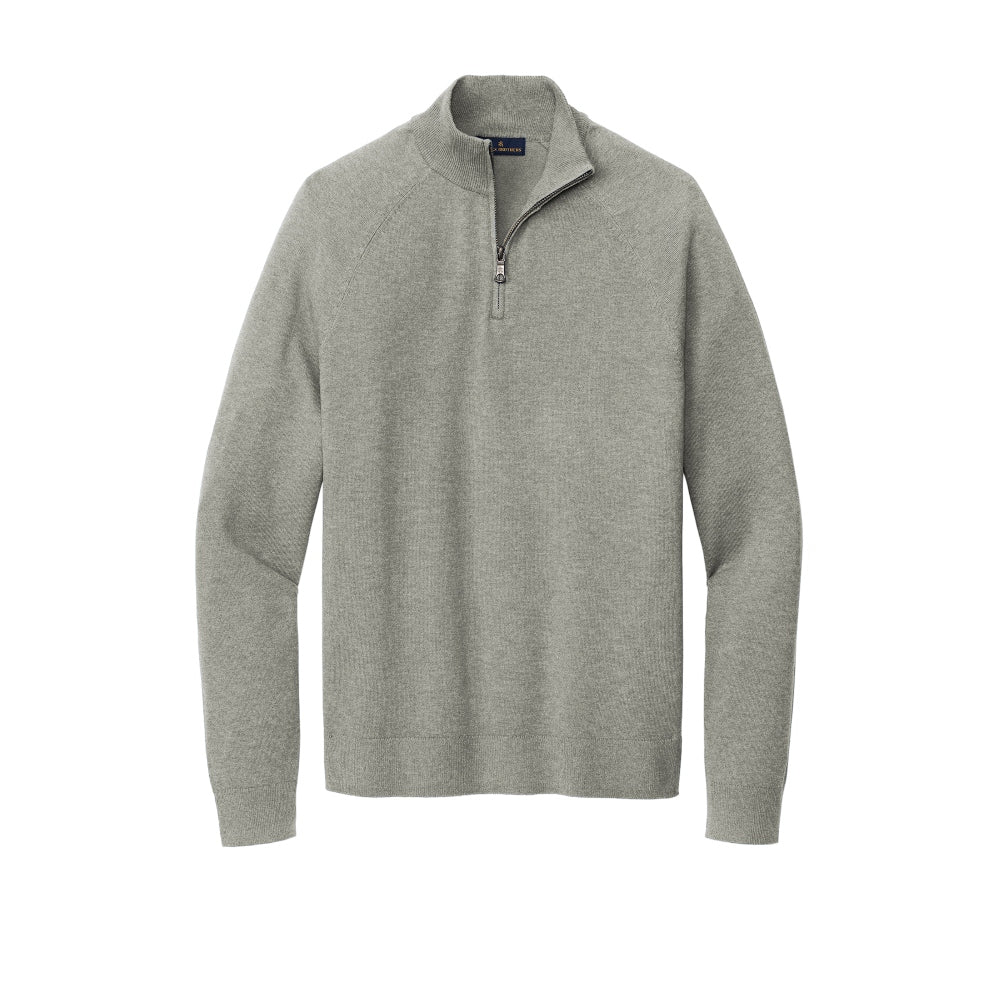 Brooks Brothers® Cotton Stretch 14-Zip Sweater - Light Shadow Grey Heather
