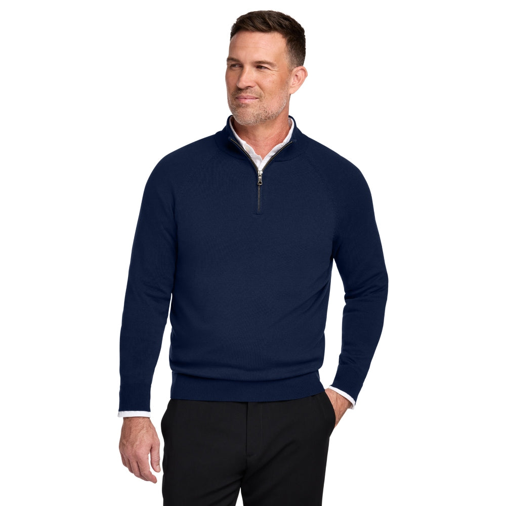 Brooks Brothers® Cotton Stretch 14-Zip Sweater - Navy Blazer