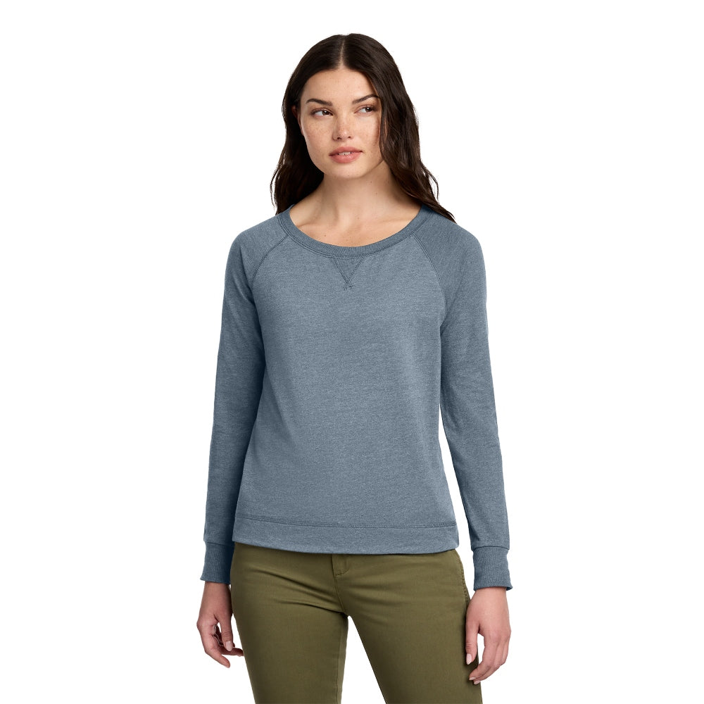 District® Women’s Featherweight French Terry™ Long Sleeve Crewneck -Flint Blue Heather