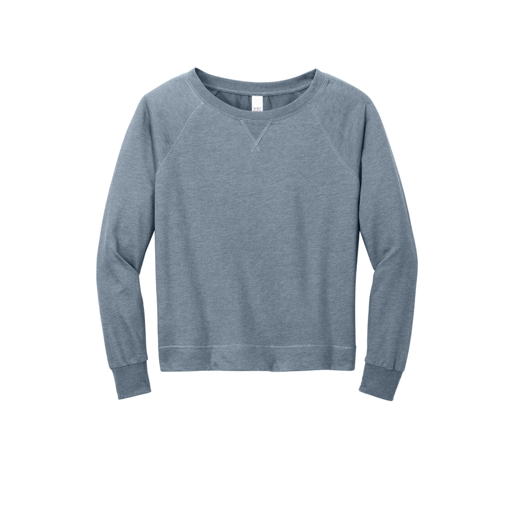 District® Women’s Featherweight French Terry™ Long Sleeve Crewneck -Flint Blue Heather