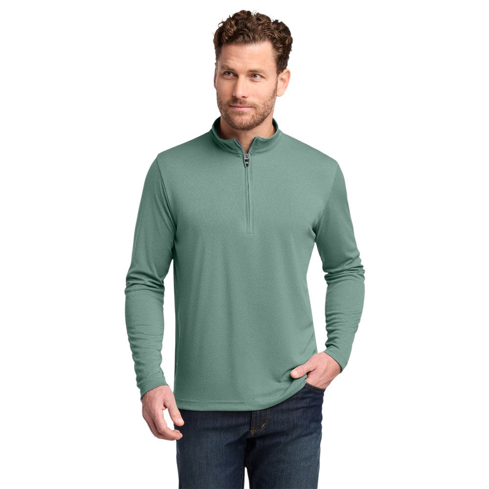 TravisMathew Coto Performance 1/4-Zip - Beryl Green Heather