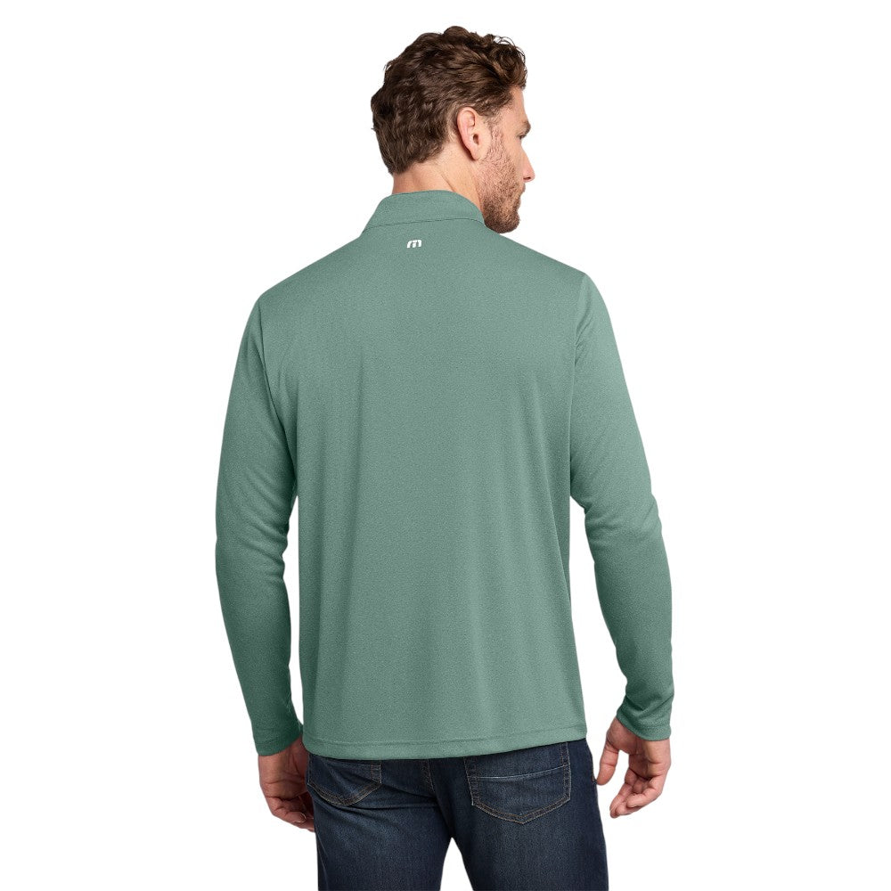 TravisMathew Coto Performance 1/4-Zip - Beryl Green Heather