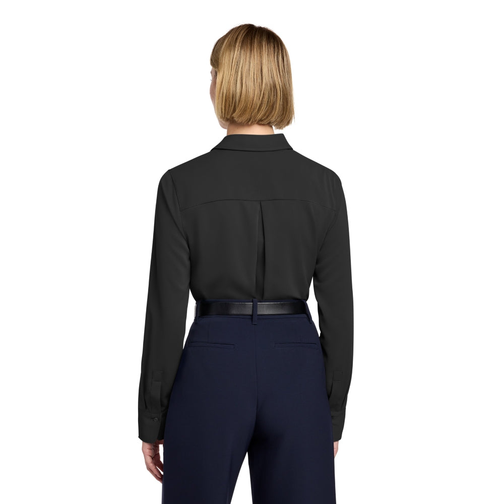 Brooks Brothers® Women’s Full-Button Satin Blouse - Deep Black