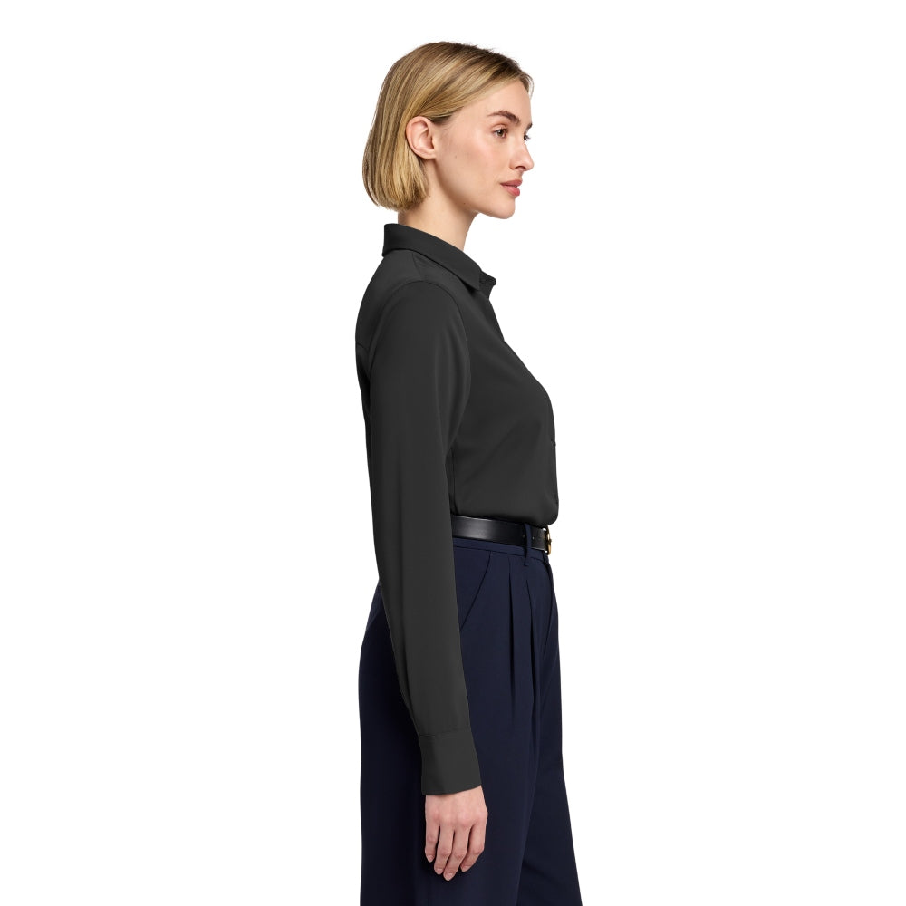 Brooks Brothers® Women’s Full-Button Satin Blouse - Deep Black