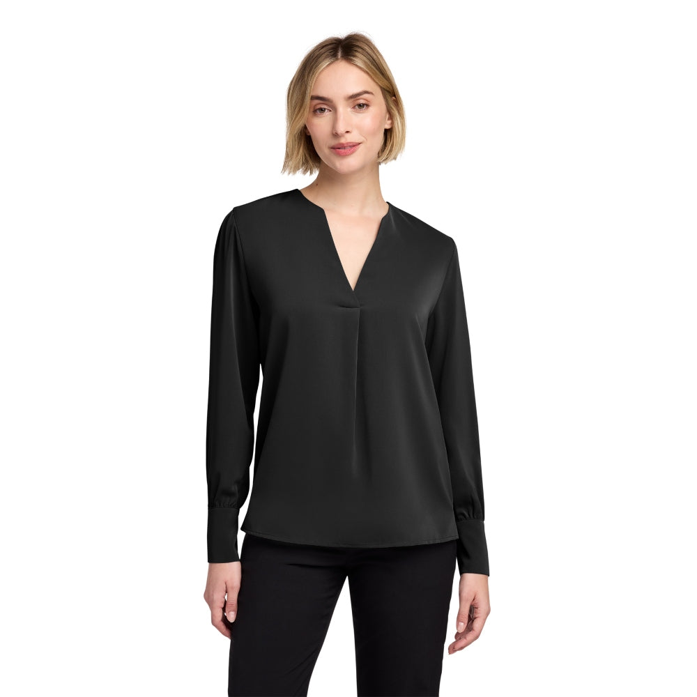 Brooks Brothers® Women’s Open-Neck Satin Blouse - Deep Black