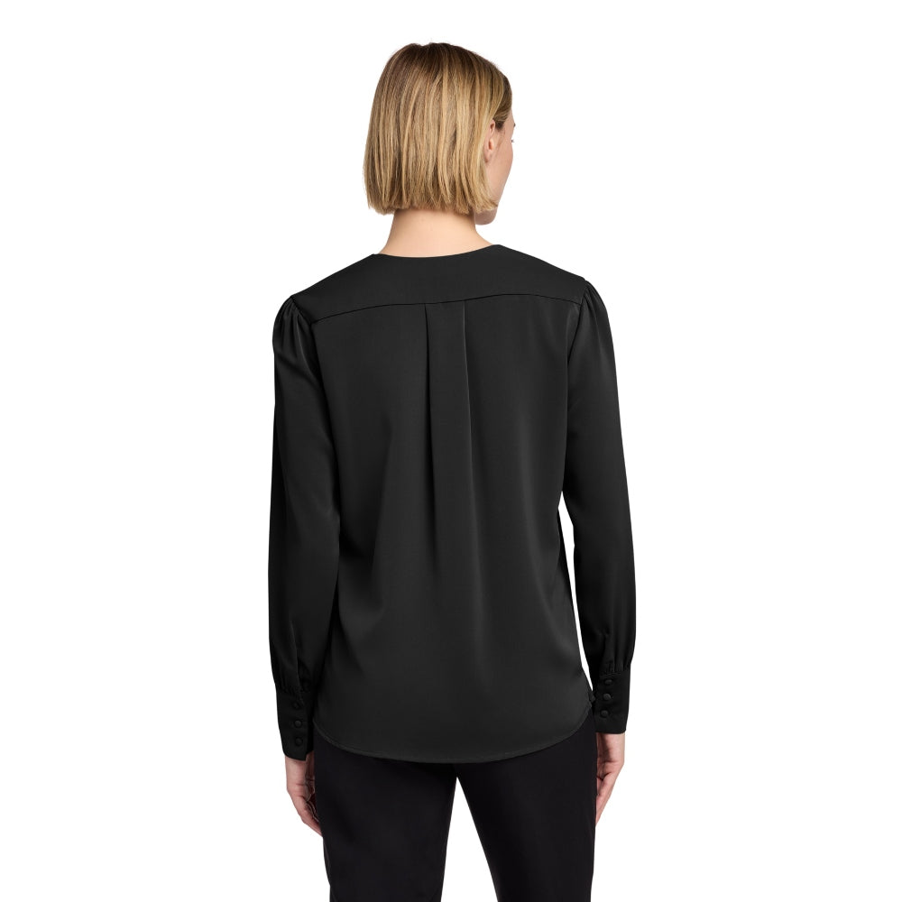 Brooks Brothers® Women’s Open-Neck Satin Blouse - Deep Black
