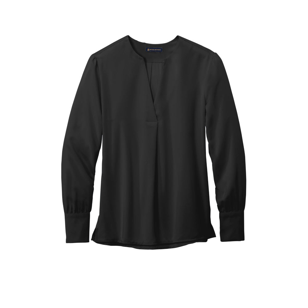 Brooks Brothers® Women’s Open-Neck Satin Blouse - Deep Black