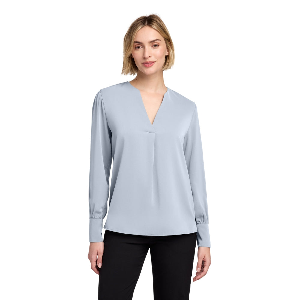 Brooks Brothers® Women’s Open-Neck Satin Blouse - Heritage Blue