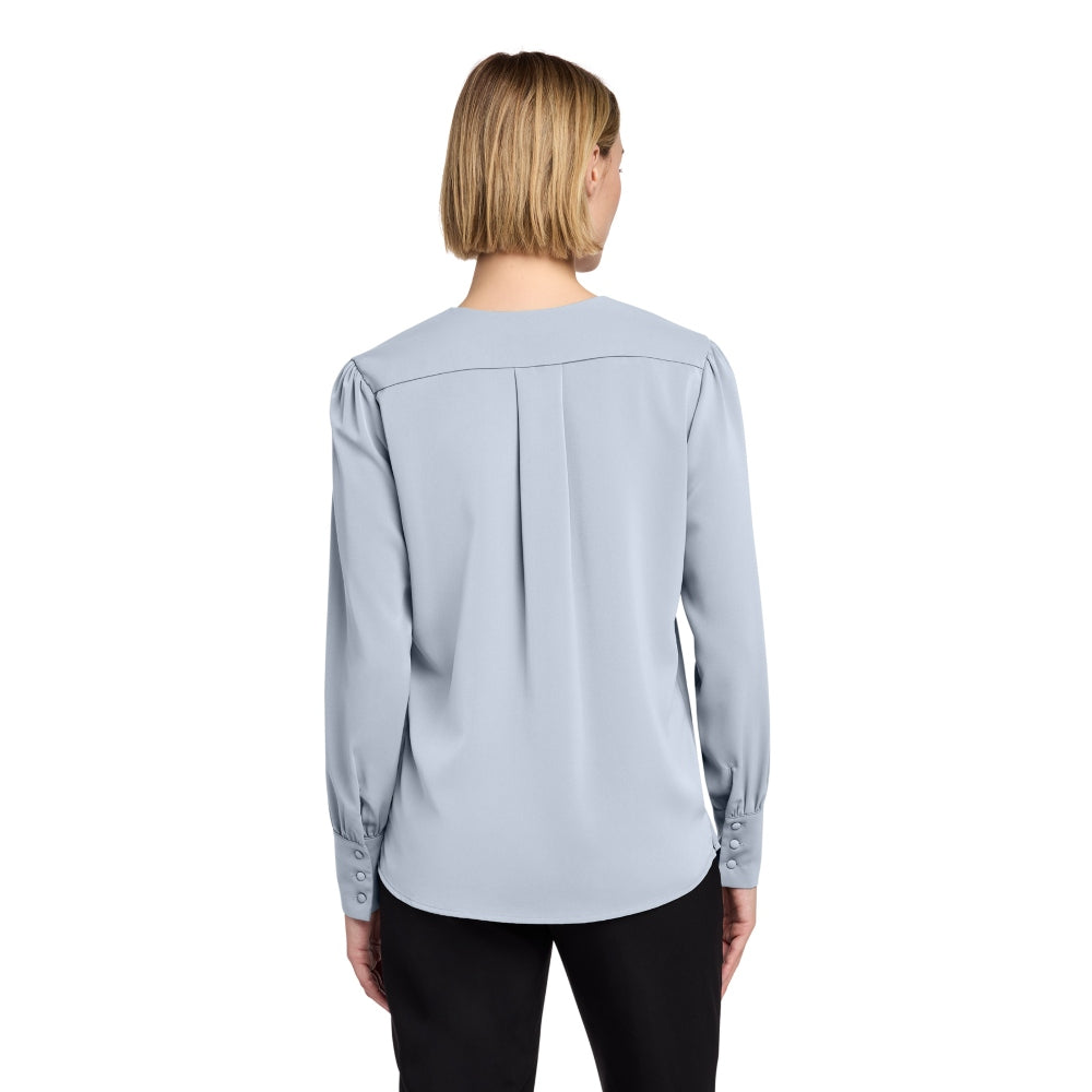 Brooks Brothers® Women’s Open-Neck Satin Blouse - Heritage Blue