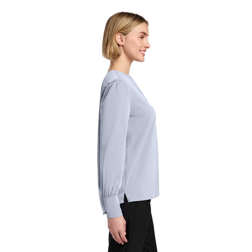 Brooks Brothers® Women’s Open-Neck Satin Blouse - Heritage Blue