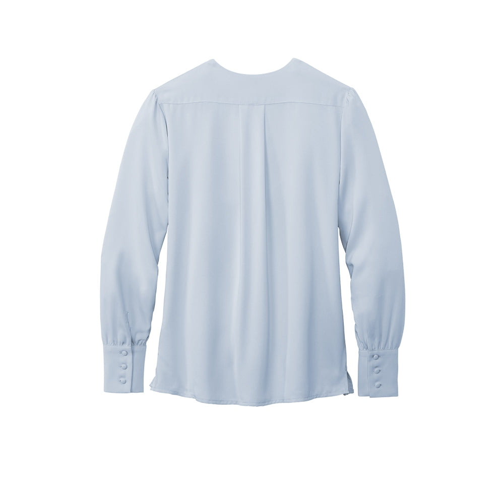 Brooks Brothers® Women’s Open-Neck Satin Blouse - Heritage Blue