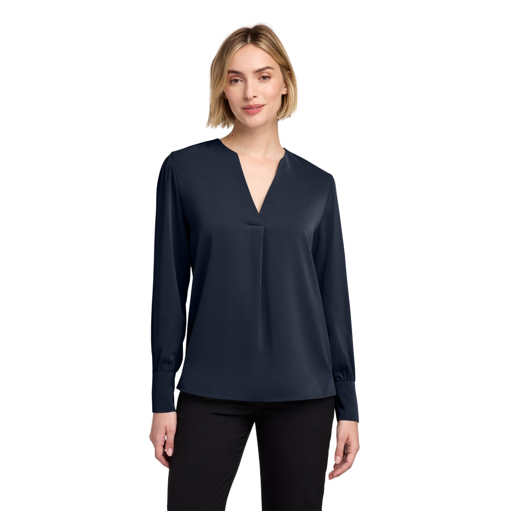 Brooks Brothers® Women’s Open-Neck Satin Blouse - Night Navy