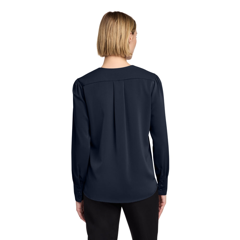 Brooks Brothers® Women’s Open-Neck Satin Blouse - Night Navy