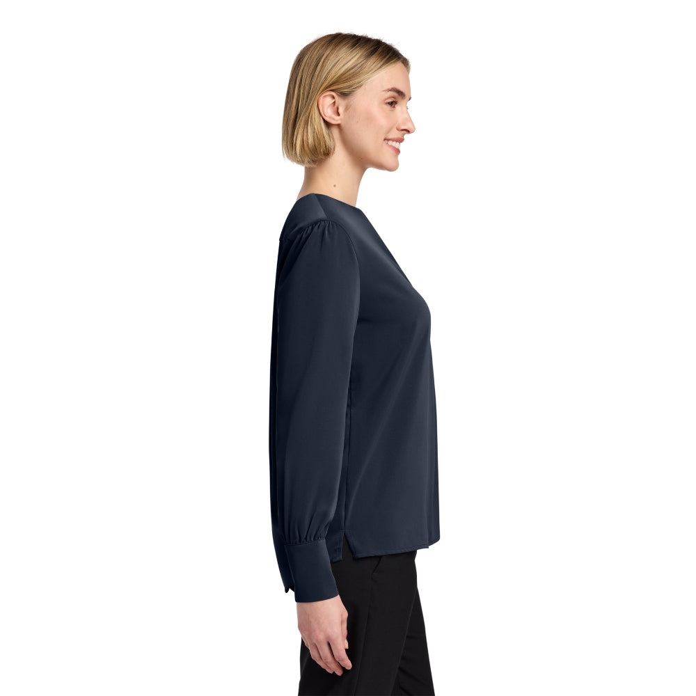 Brooks Brothers® Women’s Open-Neck Satin Blouse - Night Navy