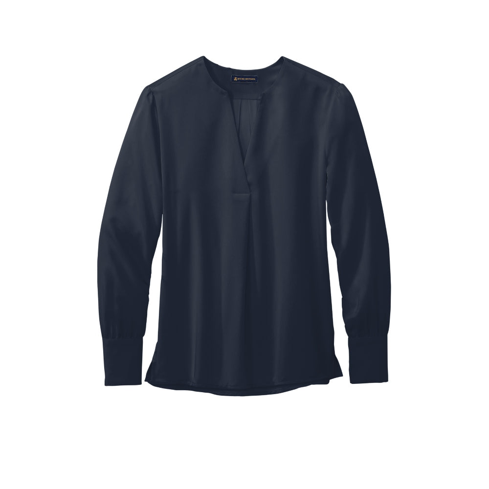 Brooks Brothers® Women’s Open-Neck Satin Blouse - Night Navy