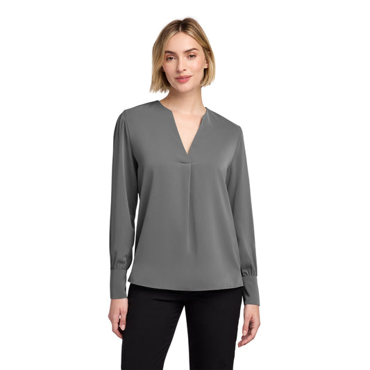 Brooks Brothers® Women’s Open-Neck Satin Blouse - Shadow Grey
