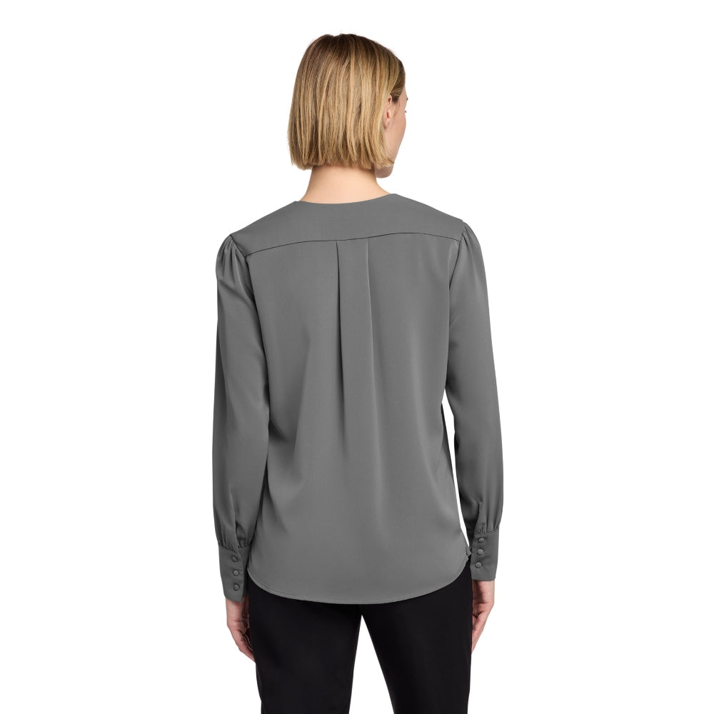 Brooks Brothers® Women’s Open-Neck Satin Blouse - Shadow Grey