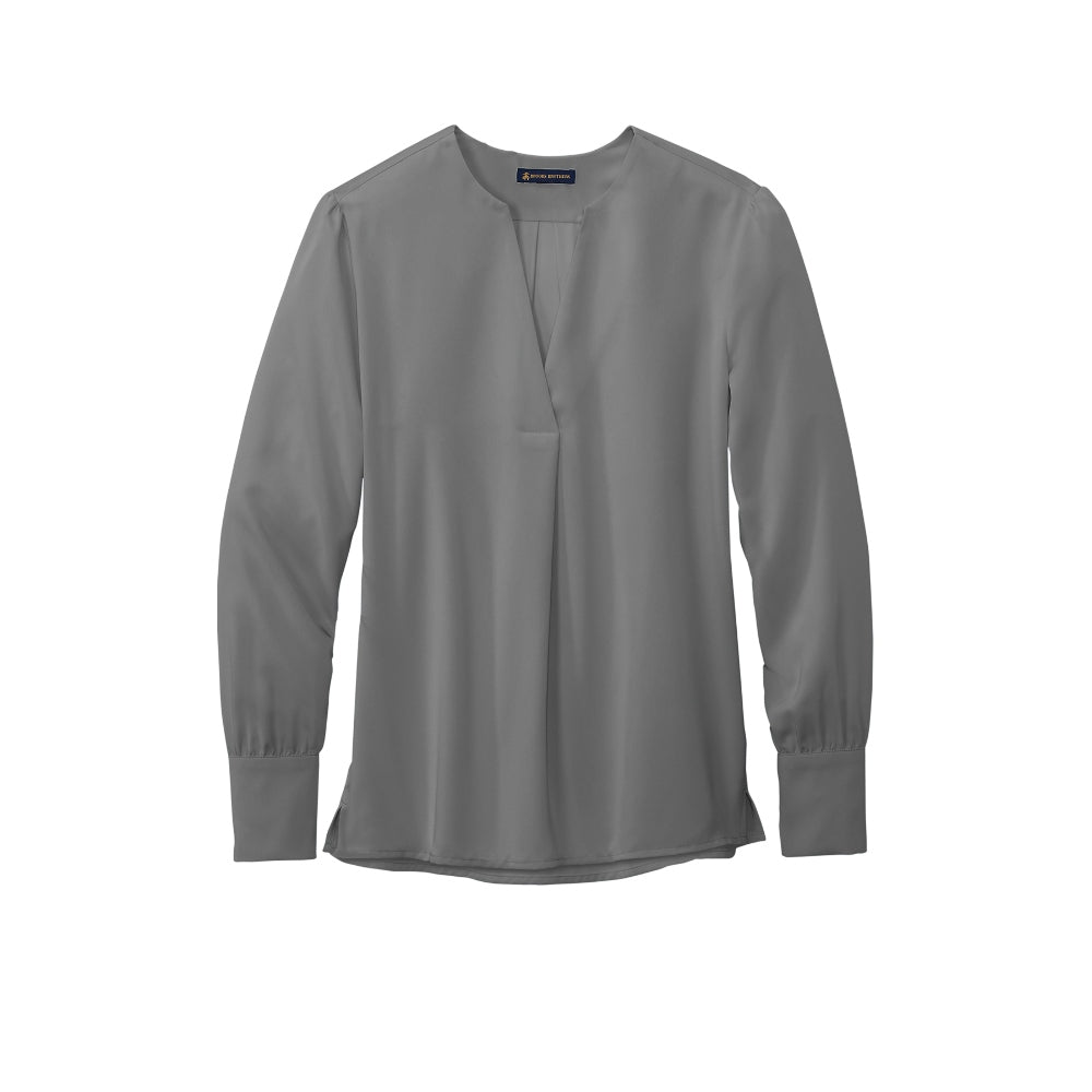 Brooks Brothers® Women’s Open-Neck Satin Blouse - Shadow Grey