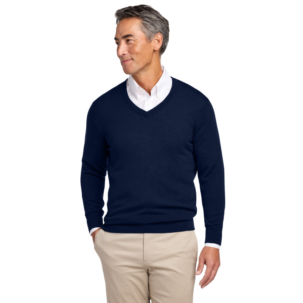 Brooks Brothers® Washable Merino V-Neck Sweater - Navy Blazer