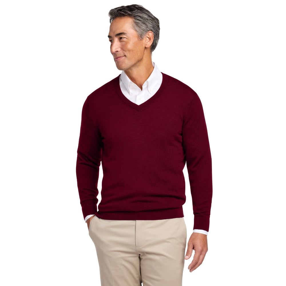 Brooks Brothers® Washable Merino V-Neck Sweater - Vintage Port