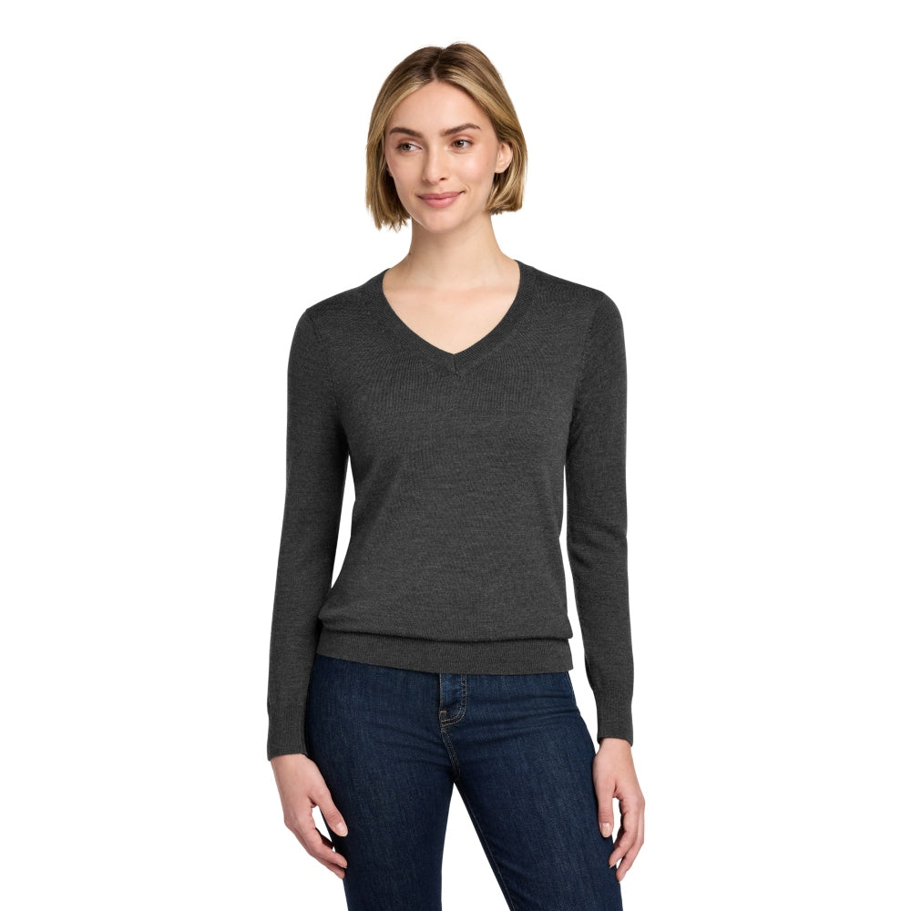 Brooks Brothers® Women’s Washable Merino V-Neck Sweater - Windsor Grey Heather