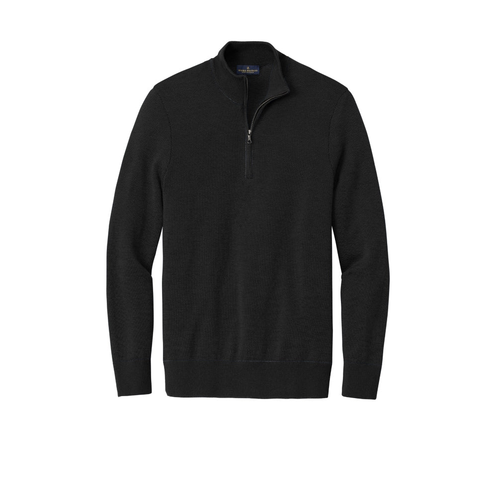 Brooks Brothers® Washable Merino Birdseye 1/4-Zip Sweater - Deep Black