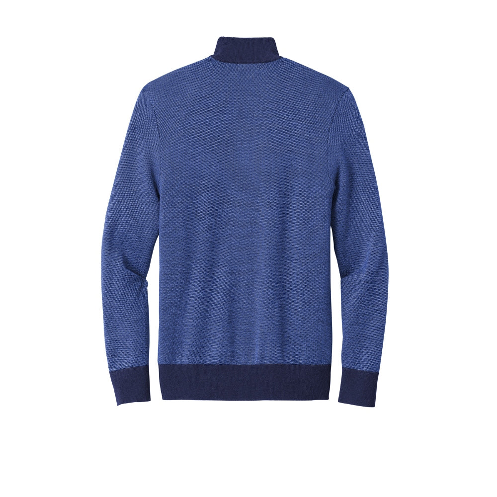 Brooks Brothers® Washable Merino Birdseye 1/4-Zip Sweater - Navy/Compass Blue