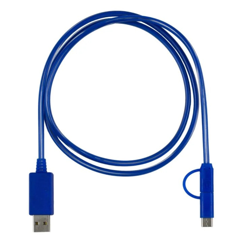 3-in-1 LED Lighted Cell Phone Charging Cable with Type C Adapter - Blue