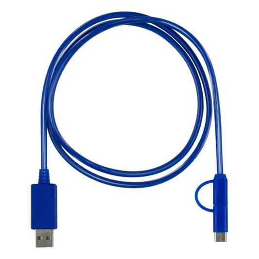 3-in-1 LED Lighted Cell Phone Charging Cable with Type C Adapter - Blue