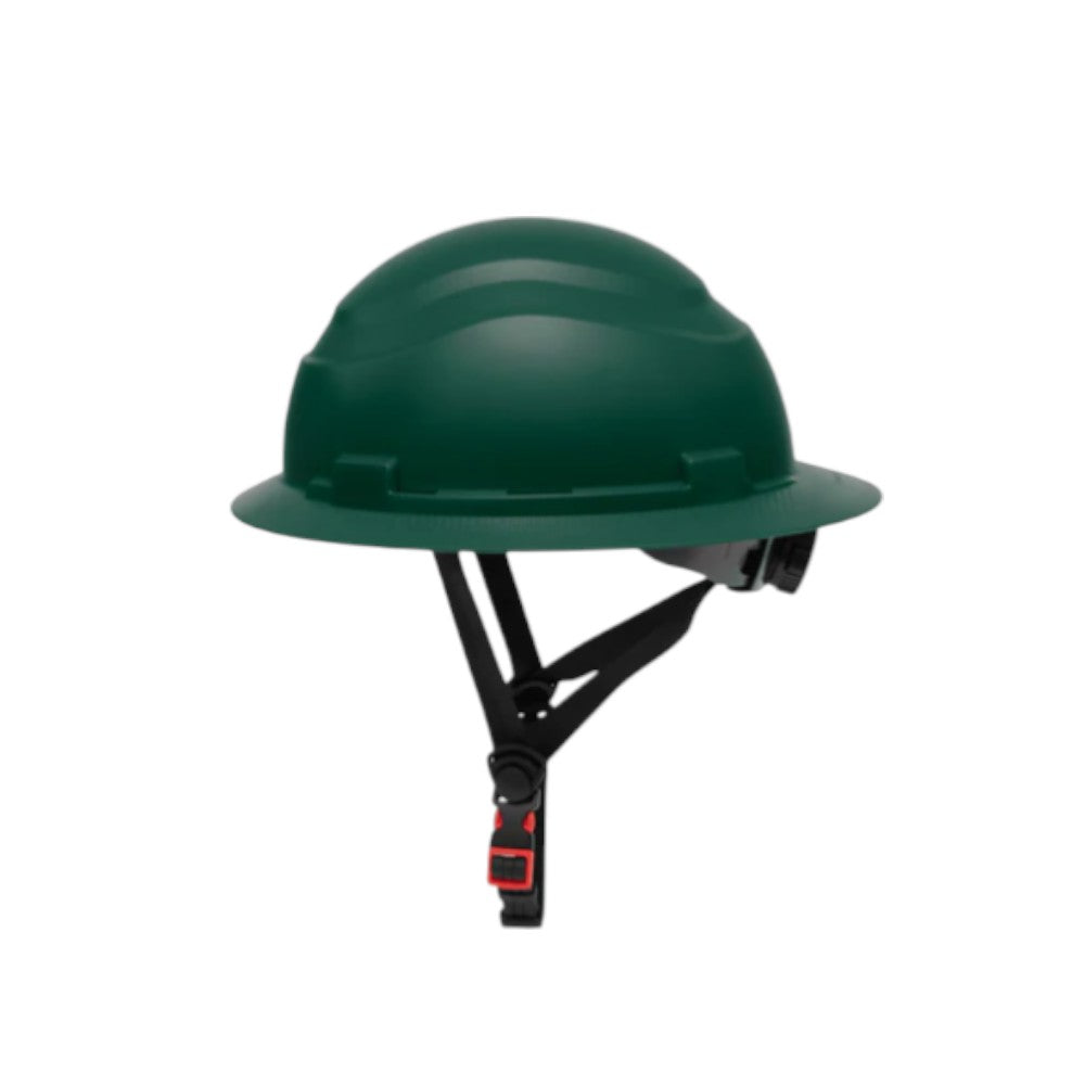 3968 | Raptor Type 2 Class E Full Brim Safety Helmet w/ Chin Strap - Dark Green