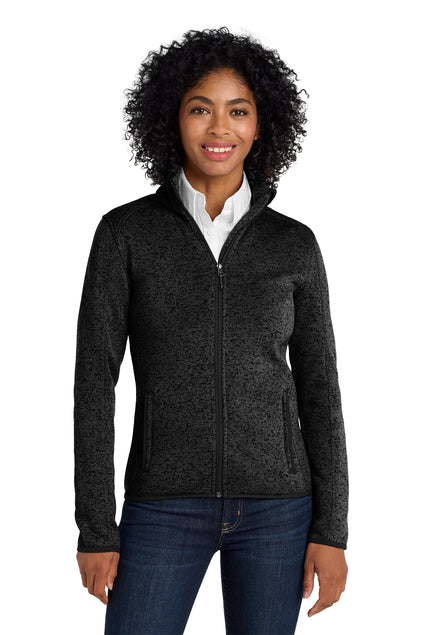 Port Authority® Women's Sweater Fleece Jacket - Black Heather
