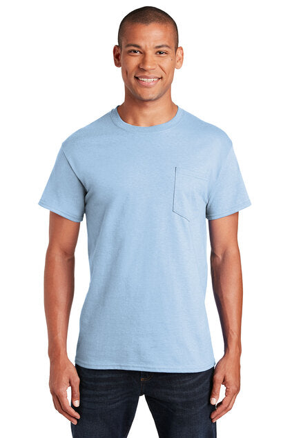 Ultra Cotton® 100% US Cotton T-Shirt with Pocket- Light Blue