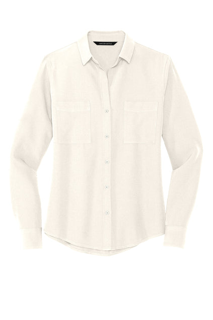 Mercer+Mettle® Women's Stretch Crepe Long Sleeve Camp Blouse - Ivory Chiffon