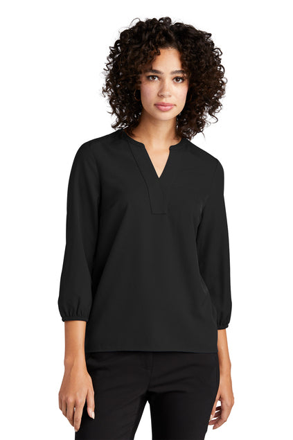 Mercer+Mettle® Women's Stretch Crepe 3/4-Sleeve Blouse - Deep Black