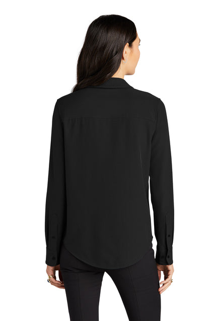 Mercer+Mettle® Women's Stretch Crepe Long Sleeve Camp Blouse - Deep Black