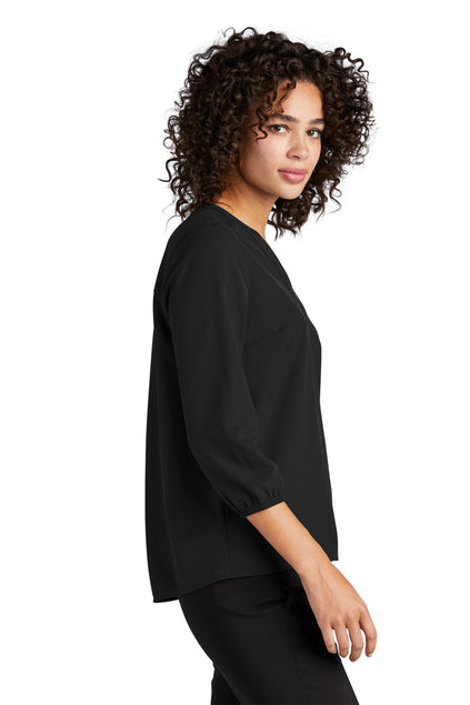 Mercer+Mettle® Women's Stretch Crepe 3/4-Sleeve Blouse - Deep Black